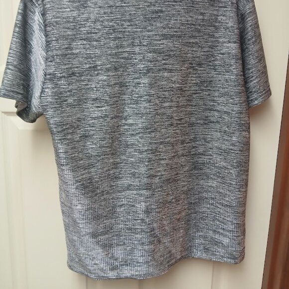 Positano Vintage Men's Silver Black Shiny Disco Buttondown Shirt Size Medium - Picture 7 of 11